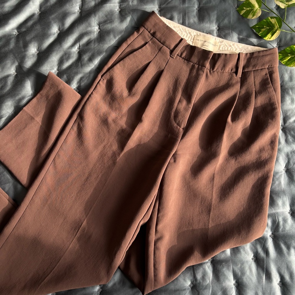 Aritzia Wilfred | Women’s The Effortless Pant Tailored Trousers Crepette 2 Brown - Picture 5 of 7